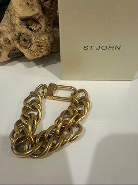St. John Polished Gold-Tone Double Link Bracelet